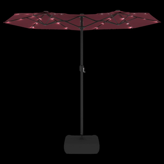 Aelia Fabric Double-Head Parasol In Bordeaux Red With LED Lights