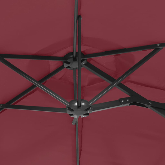 Aelia Fabric Double-Head Parasol In Bordeaux Red With LED Lights