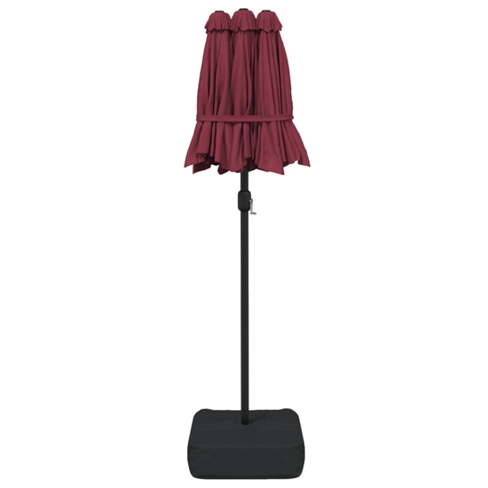 Aelia Fabric Double-Head Parasol In Bordeaux Red With LED Lights