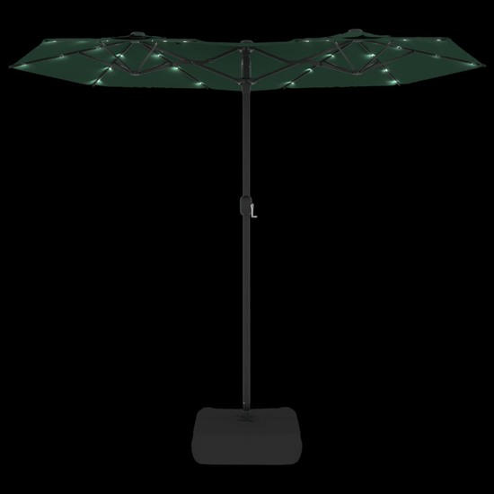 Aelia Fabric Double-Head Parasol In Green With LED Lights