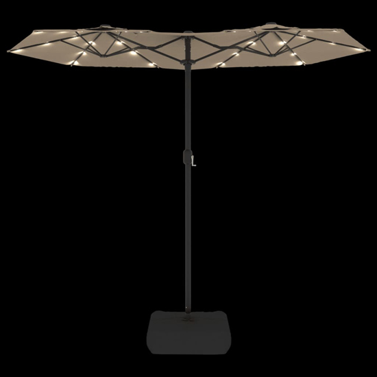 Aelia Fabric Double-Head Parasol In Taupe With LED Lights