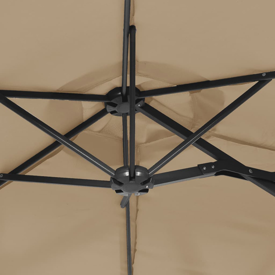 Aelia Fabric Double-Head Parasol In Taupe With LED Lights
