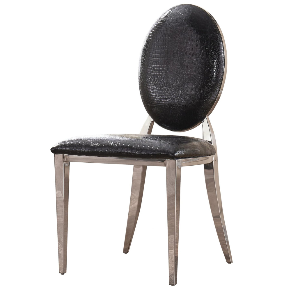 Aella Black PU Leather Dining Chairs With Steel Frame In Pair