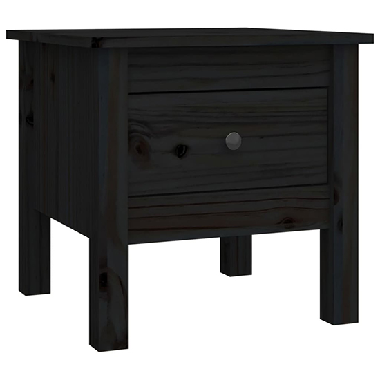 Aeneas Solid Pinewood Side Table With 1 Drawer In Black_3