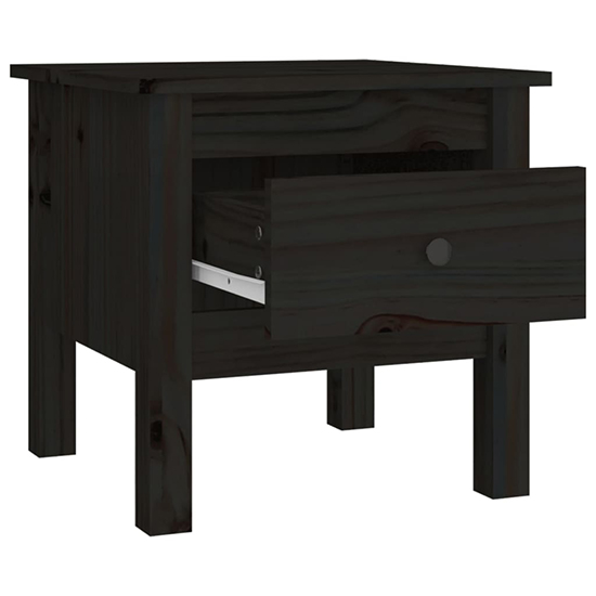 Aeneas Solid Pinewood Side Table With 1 Drawer In Black_5