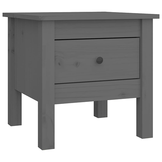 Aeneas Solid Pinewood Side Table With 1 Drawer In Grey_3