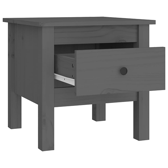 Aeneas Solid Pinewood Side Table With 1 Drawer In Grey_5