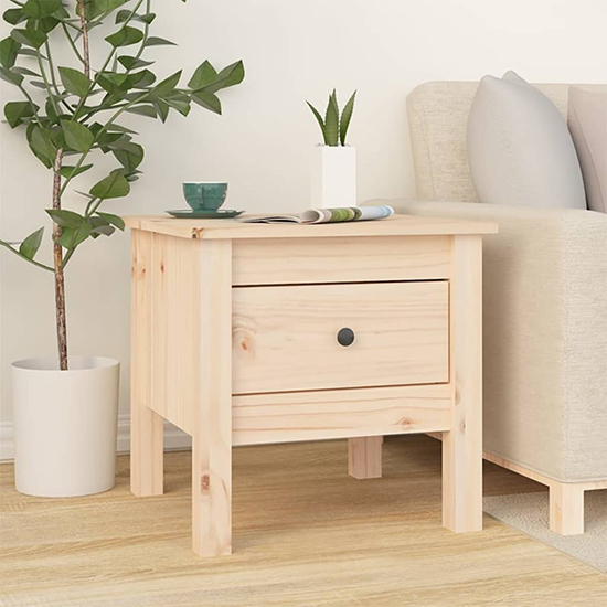 Read more about Aeneas solid pinewood side table with 1 drawer in natural