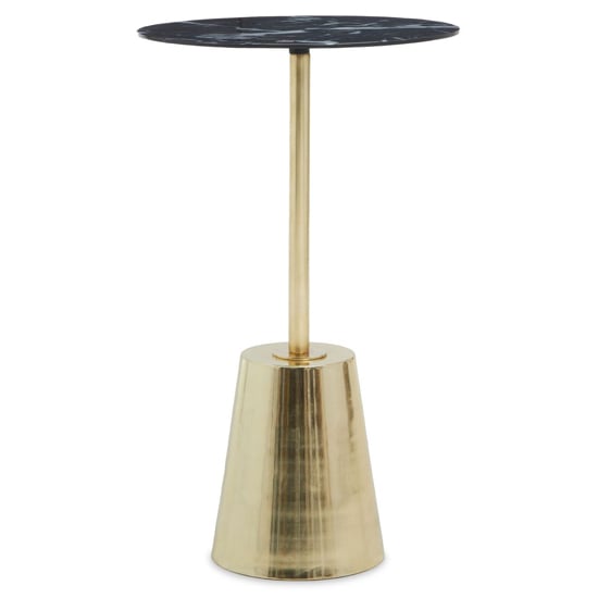 Aeolia Black Marble Effect Top Side Table With Gold Metal Base