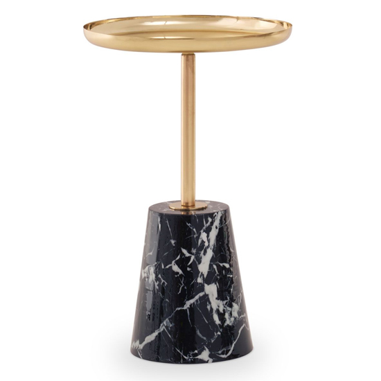 Product photograph of Aeolia Gold Metal Top Side Table With Black Marble Effect Base from Furniture in Fashion