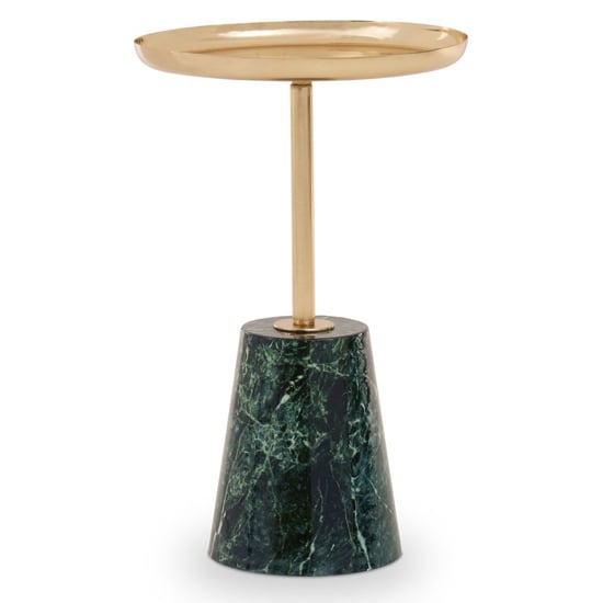 Product photograph of Aeolia Gold Metal Top Side Table With Green Marble Effect Base from Furniture in Fashion