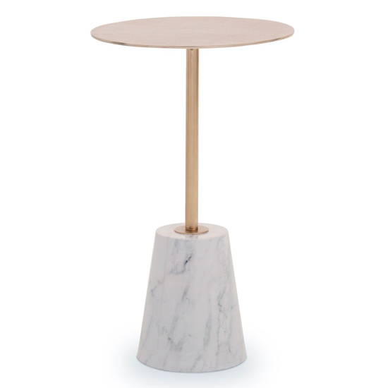 Photo of Aeolia gold metal top side table with white marble effect base