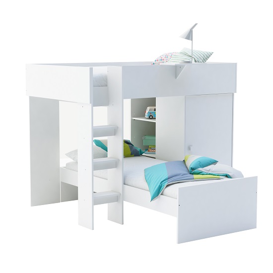 Aerial Contemporary Bunk Bed In Matt White Furniture in Fashion