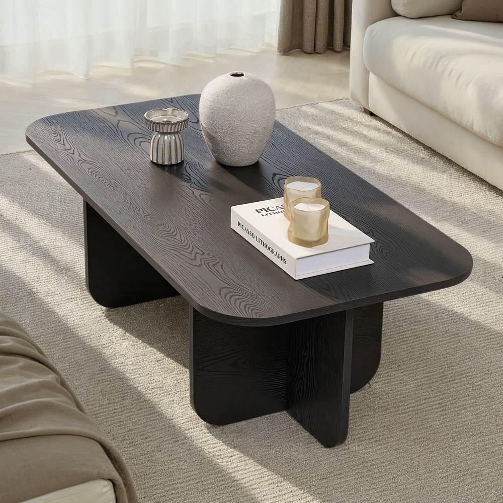Aerin Wooden Rectangular Coffee Table in Black