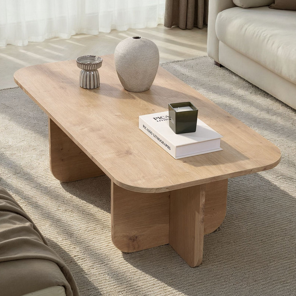 Aerin Wooden Rectangular Coffee Table in Sapphire Oak