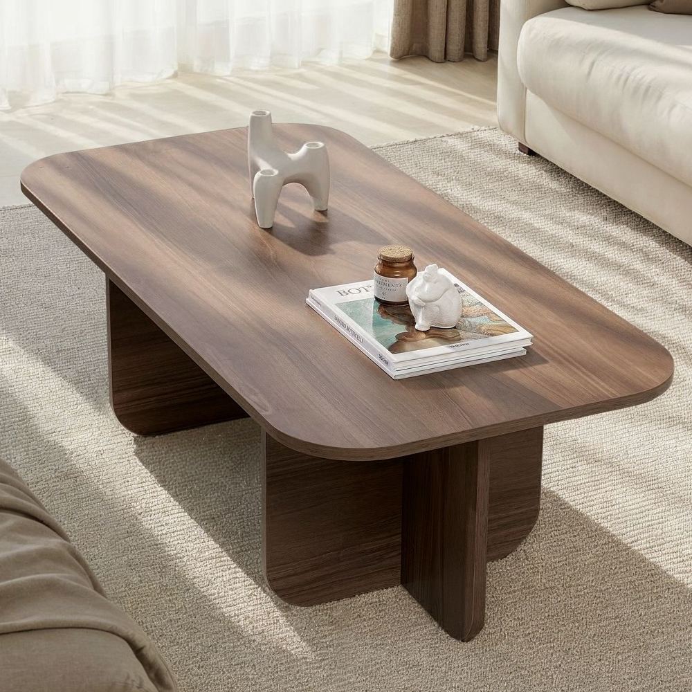 Aerin Wooden Rectangular Coffee Table in Walnut