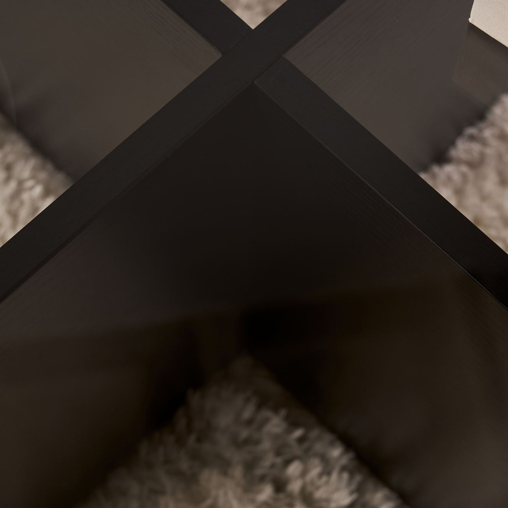 Aerio Fume Tempered Glass Coffee Table with Black Wooden Base