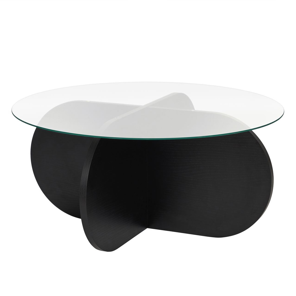 Aerio Fume Tempered Glass Coffee Table with Black Wooden Base