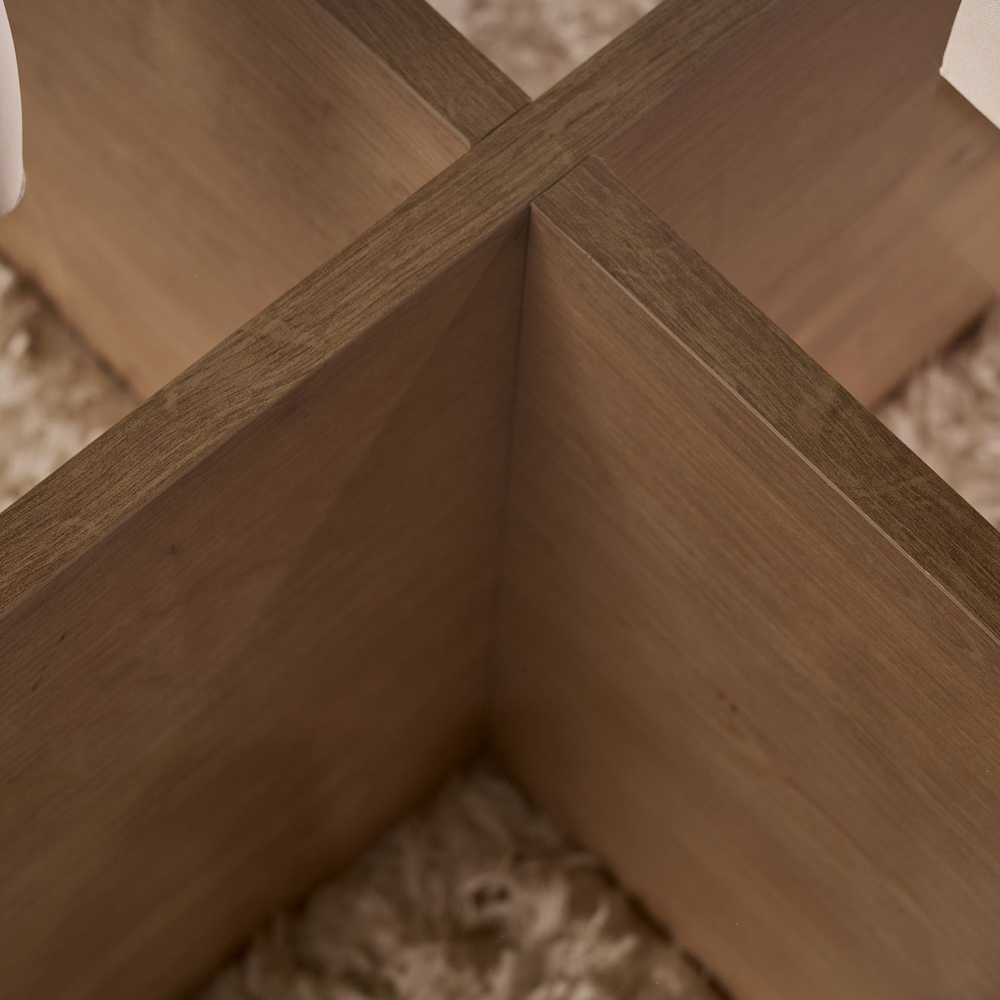 Aerio Fume Tempered Glass Coffee Table with Sapphire Oak Wooden Base