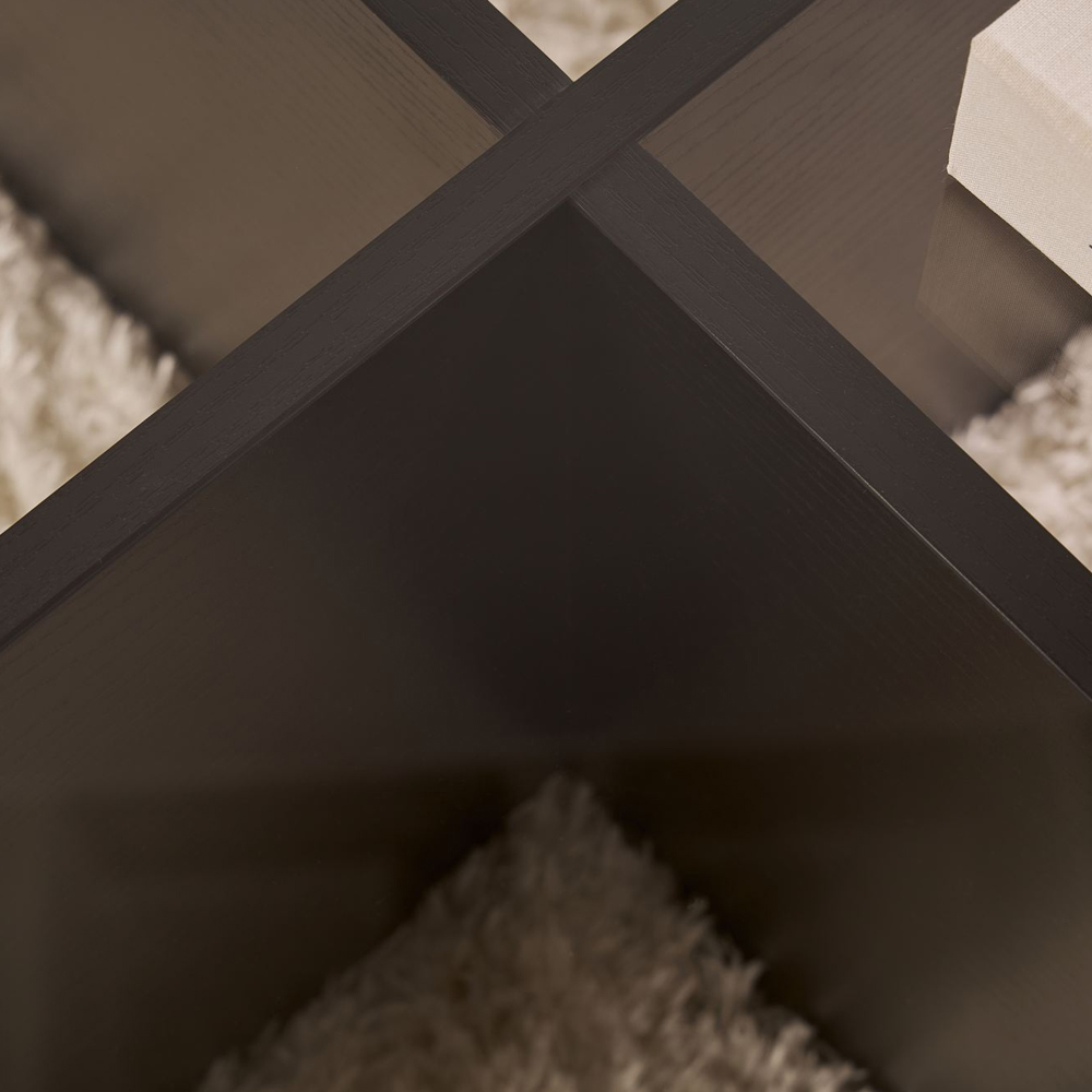 Aerio Clear Tempered Glass Coffee Table with Black Wooden Base