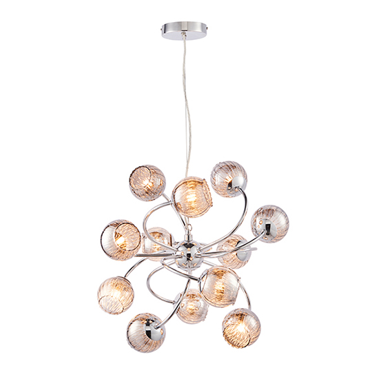 Product photograph of Aerith 12 Lights Smoked Glass Ceiling Pendant Light In Chrome from Furniture in Fashion