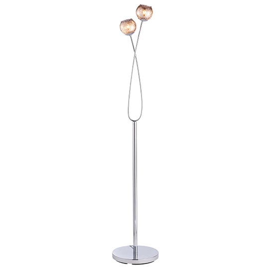 Aerith 2 Lights Smoked Glass Floor Lamp In Polished Chrome