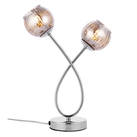 Aerith 2 Lights Smoked Glass Table Lamp In Polished Chrome