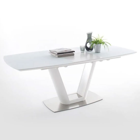 Aeron Glass Small Extending Dining Table In Matt White_2