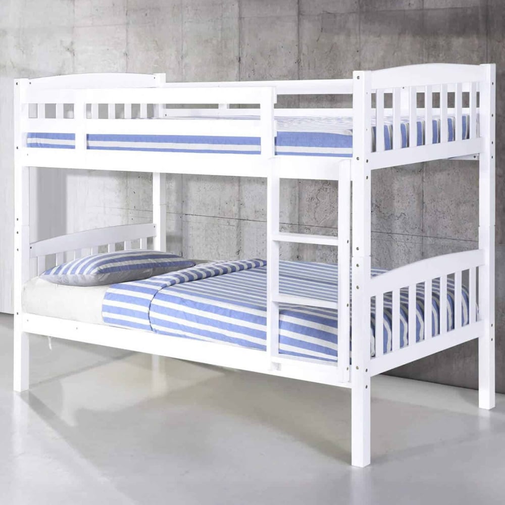 Aeryn Wooden Bunk Bed With Ladder In White