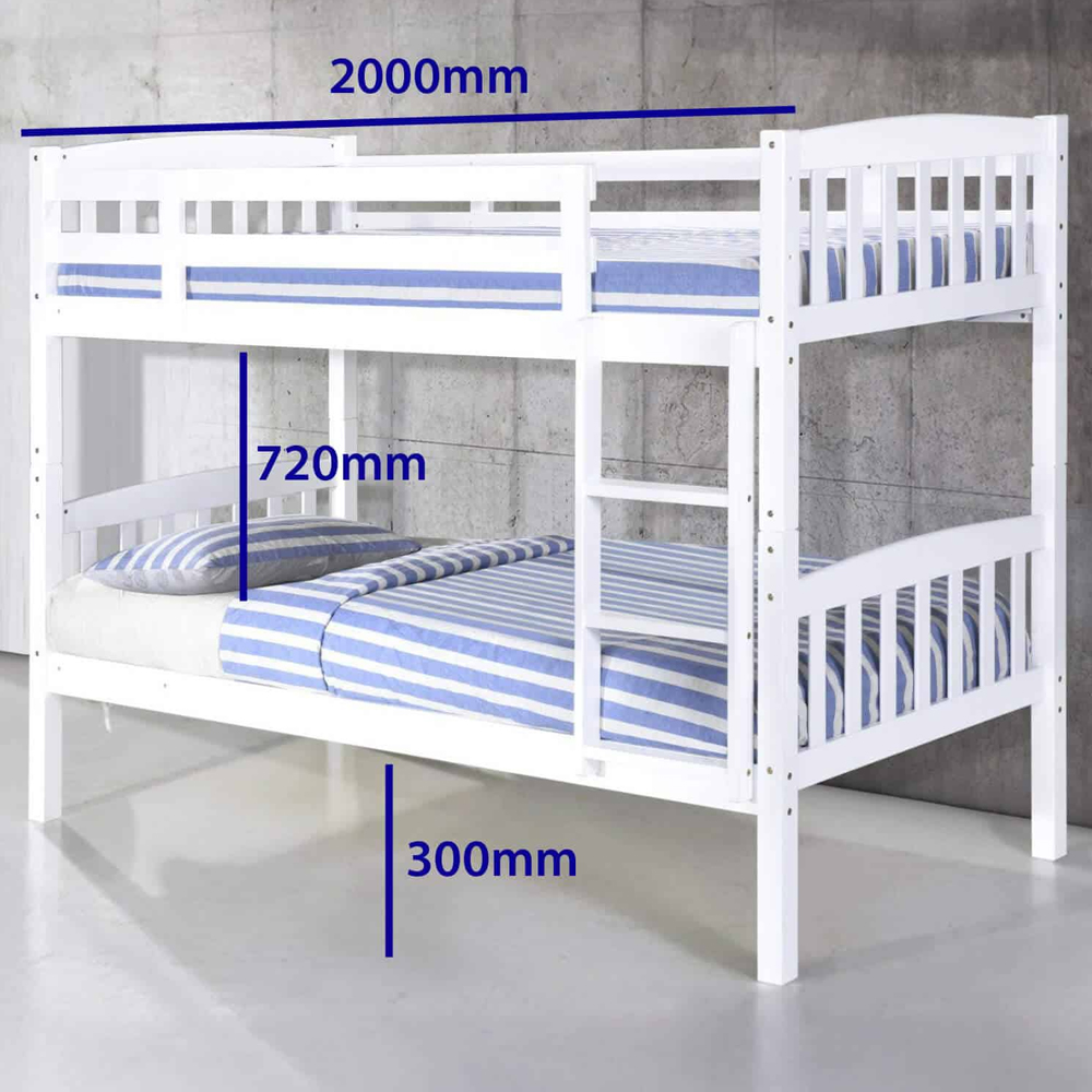 Aeryn Wooden Bunk Bed With Ladder In White
