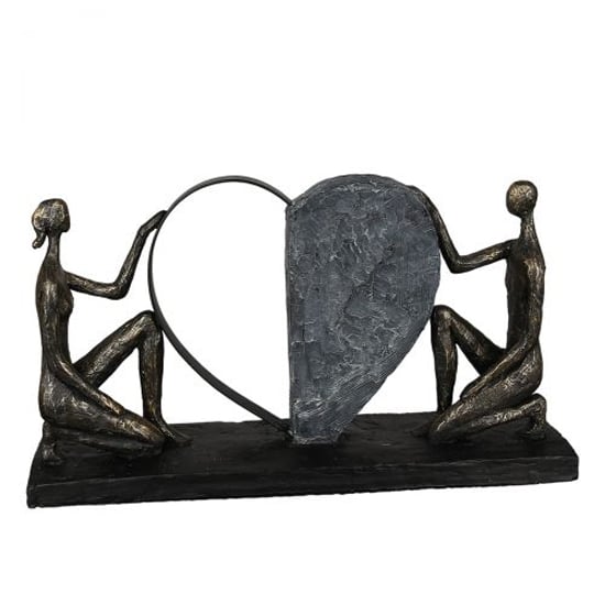 Read more about Affair of heart poly design sculpture in antique bronze and grey