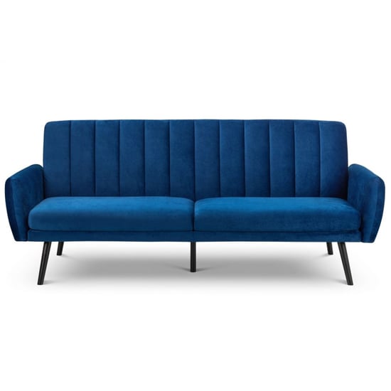 Abeje Velvet Sofa Bed In Blue With Black Tapered Legs_4