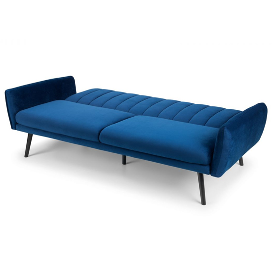 Abeje Velvet Sofa Bed In Blue With Black Tapered Legs_5
