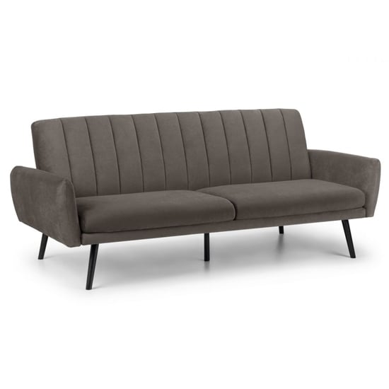 Abeje Velvet Sofa Bed In Grey With Black Tapered Legs_3