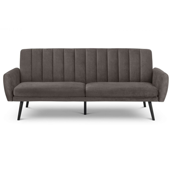 Abeje Velvet Sofa Bed In Grey With Black Tapered Legs_4