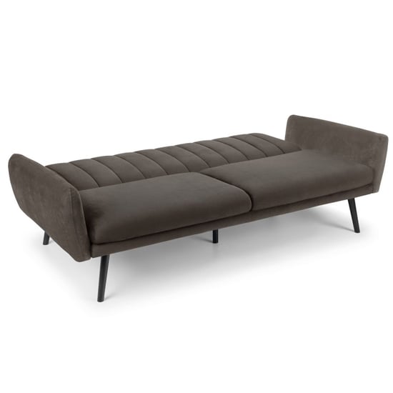 Abeje Velvet Sofa Bed In Grey With Black Tapered Legs_5