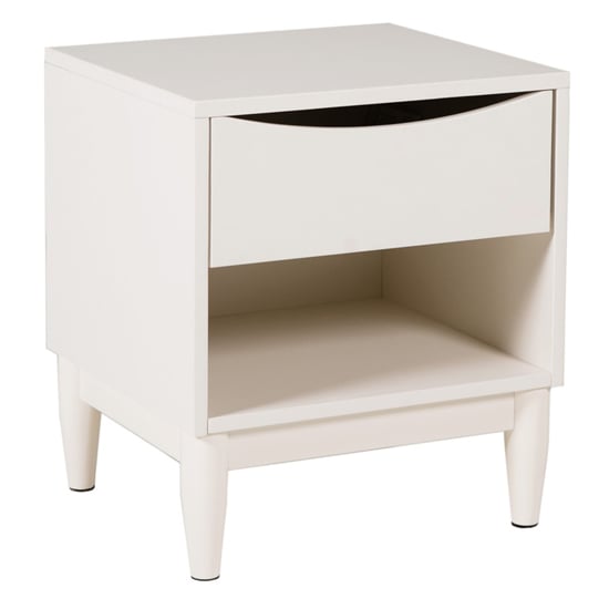Photo of Afon wooden bedside cabinet with 1 drawer in white