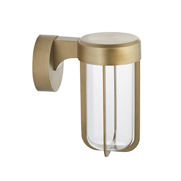 Afton Clear Glass Shade Bathroom Wall Light In Brushed Gold