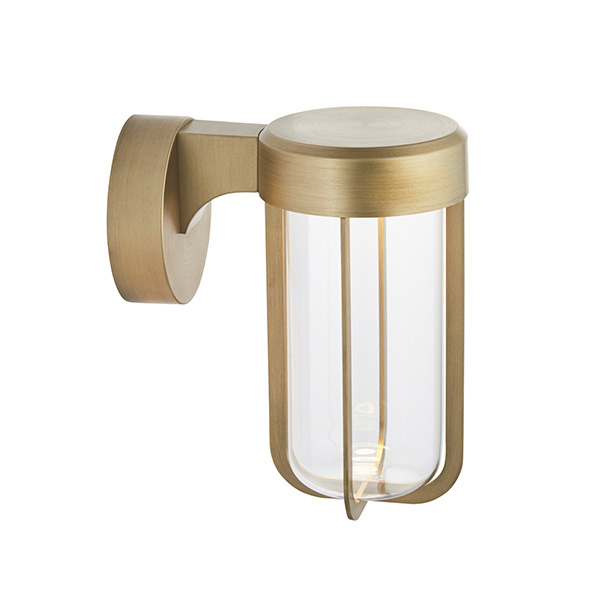 Afton Clear Glass Shade Bathroom Wall Light In Brushed Gold