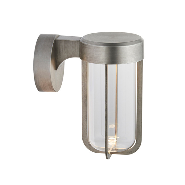 Afton Clear Glass Shade Bathroom Wall Light In Brushed Silver