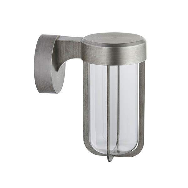 Afton Clear Glass Shade Bathroom Wall Light In Brushed Silver