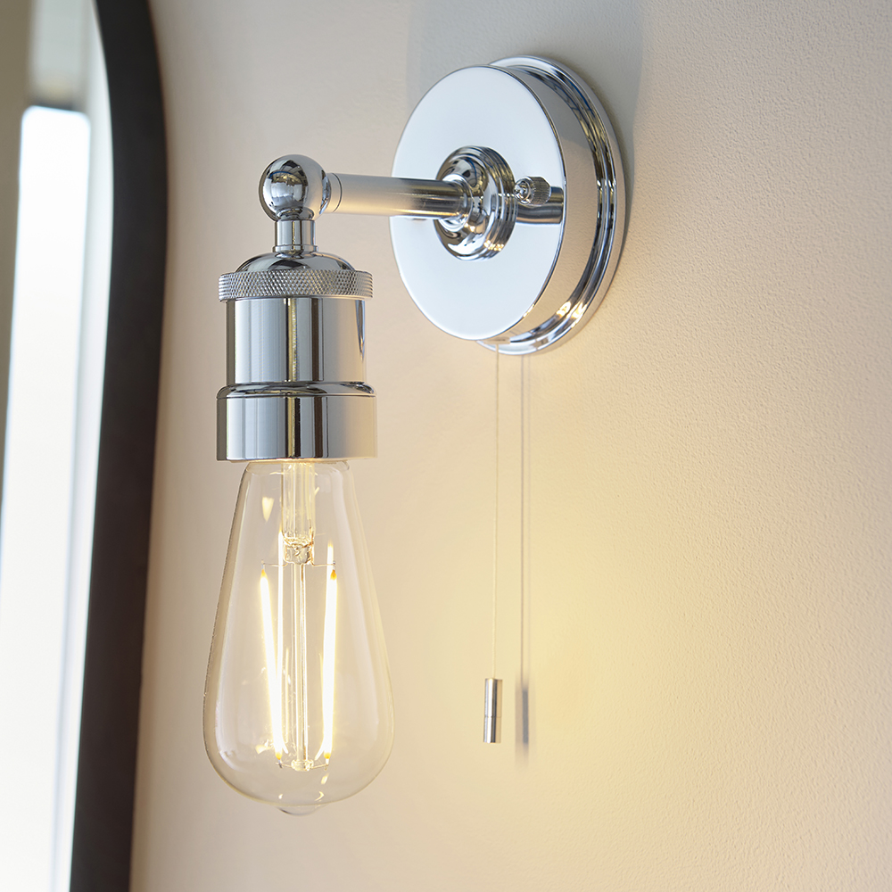 Read more about Afton industrial bathroom wall light in chrome