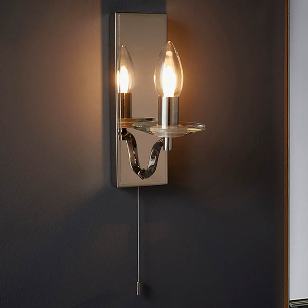 Read more about Afton rectangular crystal pan bathroom wall light in chrome