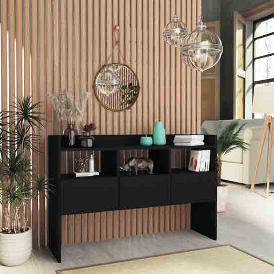Product photograph of Afton Wooden Sideboard With 3 Drawers In Black from Furniture in Fashion