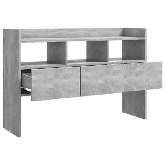 Afton Wooden Console Table With 3 Drawers In Concrete Grey