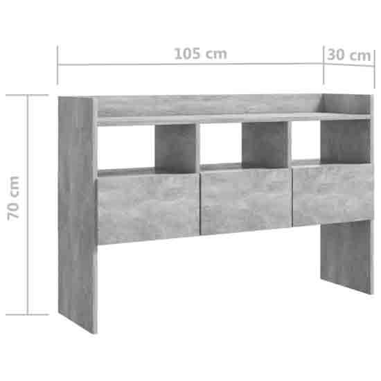 Afton Wooden Console Table With 3 Drawers In Concrete Grey