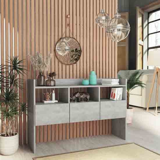 Read more about Afton wooden sideboard with 3 drawers in concrete grey