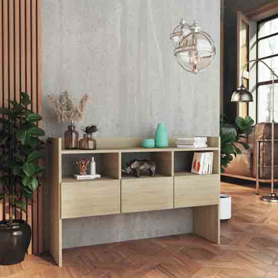 Afton Wooden Console Table With 3 Drawers In Sonoma Oak