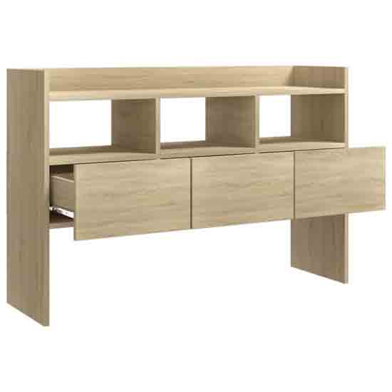 Afton Wooden Console Table With 3 Drawers In Sonoma Oak