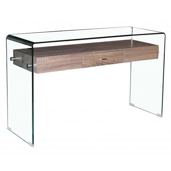 Afya Glass Console Table With 1 Drawer In Clear
